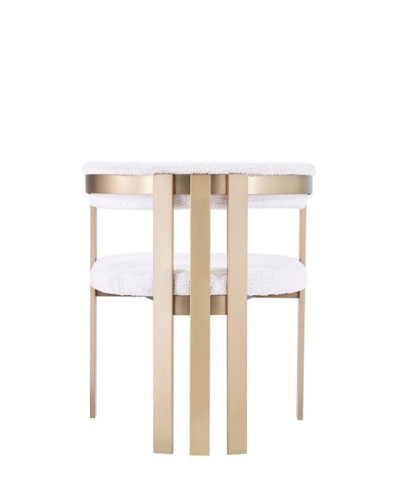 Modrest Pontiac - Modern Beige Sherpa + Gold Dining Chair - Image 4