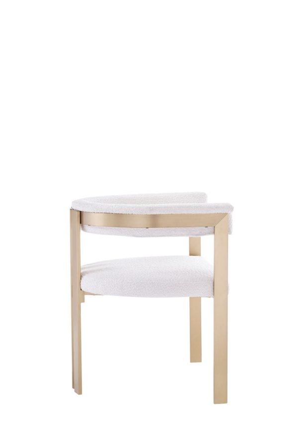 Modrest Pontiac - Modern Beige Sherpa + Gold Dining Chair - Image 5
