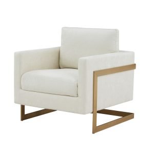 Modrest Prince - Contemporary Cream + Gold Fabric Accent Chair
