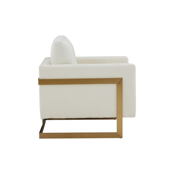 Modrest Prince - Contemporary Cream + Gold Fabric Accent Chair - Image 2