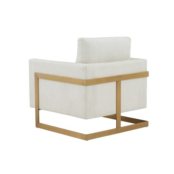 Modrest Prince - Contemporary Cream + Gold Fabric Accent Chair - Image 4