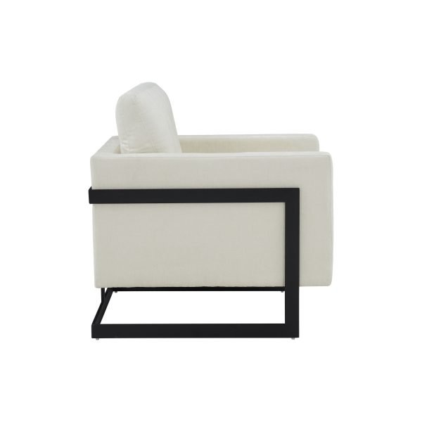 Modrest Prince - Contemporary Cream + Black Fabric Accent Chair - Image 2