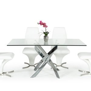 Modrest Pyrite Modern Rectangular Glass Dining Table
