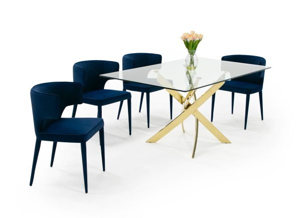Modrest Pyrite Modern Glass and Gold Dining Table - Image 3