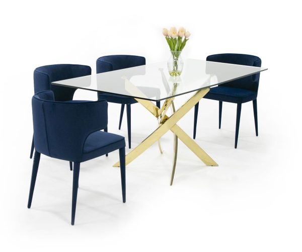 Modrest Pyrite Modern Glass and Gold Dining Table - Image 4