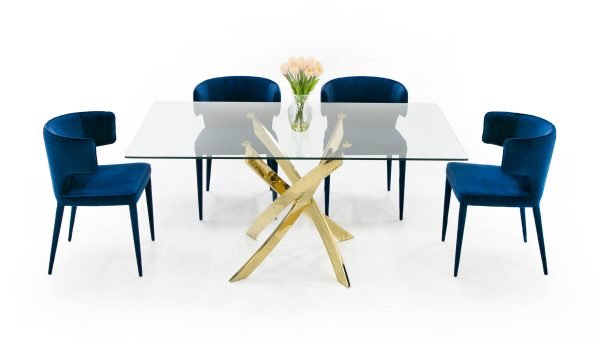 Modrest Pyrite Modern Glass and Gold Dining Table - Image 5