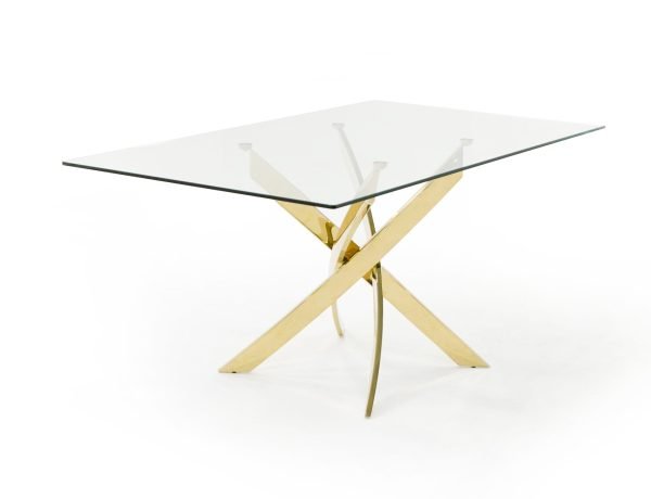 Modrest Pyrite Modern Glass and Gold Dining Table - Image 2