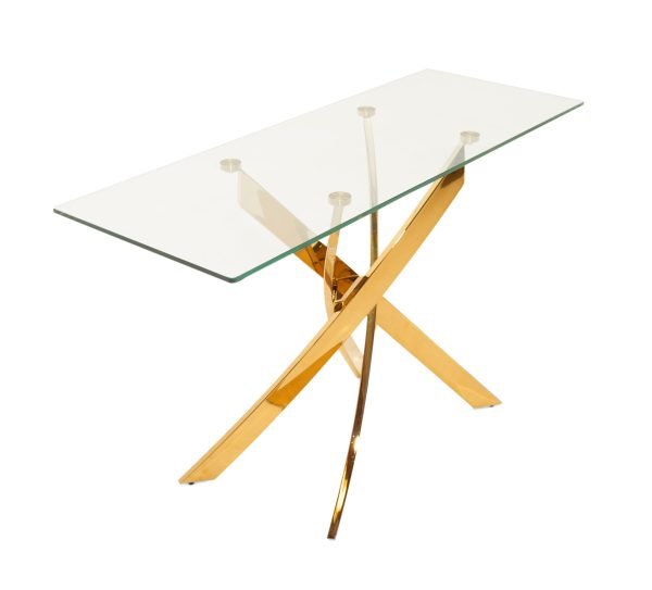 Modrest Pyrite Modern Glass and Gold Console Table - Image 2