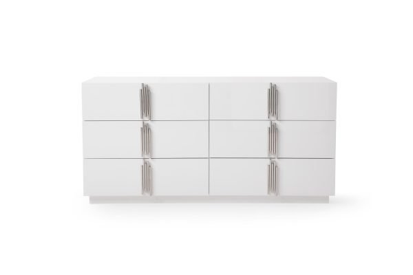 Modrest Token - Modern White + Stainless Steel Bedroom Set - Image 4