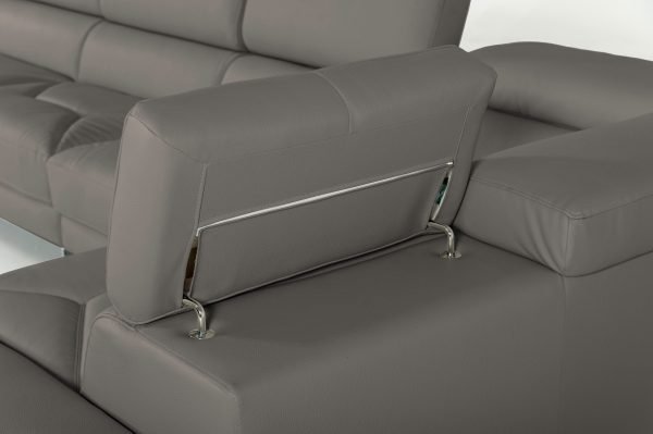 Divani Casa Quebec - Modern Dark Grey Eco-Leather Right Facing Sectional Sofa