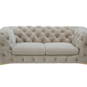 Divani Casa Quincey - Transitional Beige Velvet Loveseat