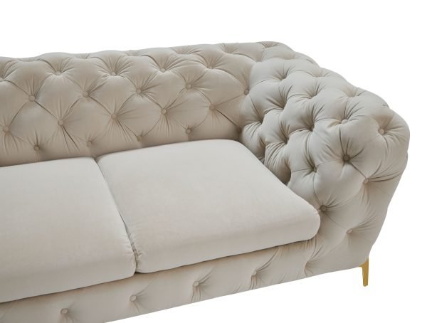 Divani Casa Quincey - Transitional Beige Velvet Loveseat - Image 5
