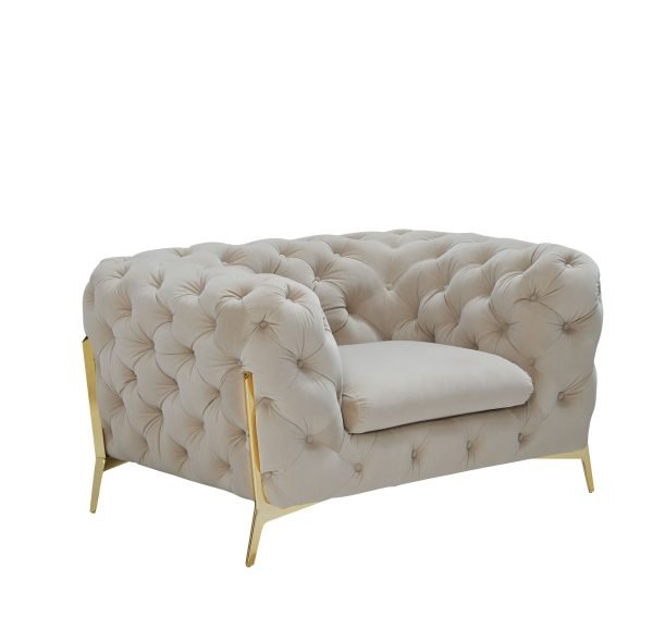 Divani Casa Quincey - Transitional Beige Velvet Chair - Image 2