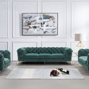 Divani Casa Quincey - Transitional Emerald Green Velvet Sofa Set