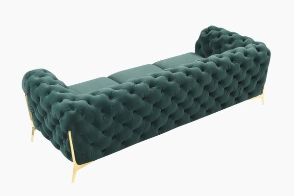 Divani Casa Quincey - Transitional Emerald Green Velvet Sofa - Image 3