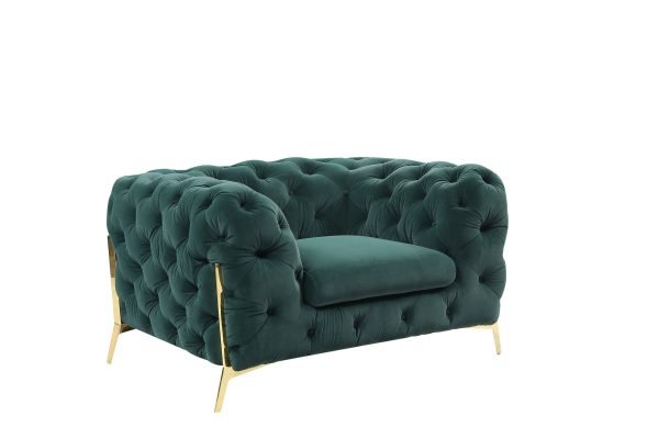 Divani Casa Quincey - Transitional Emerald Green Velvet Chair - Image 2