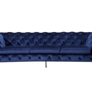 Divani Casa Quincey - Transitional Blue Velvet Sofa