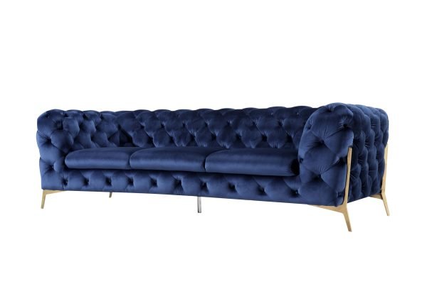 Divani Casa Quincey - Transitional Blue Velvet Sofa - Image 2