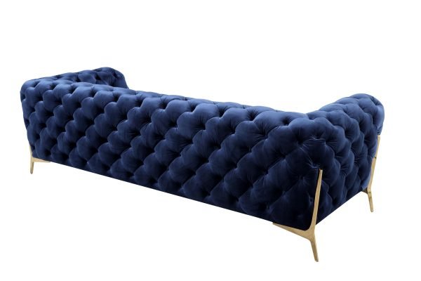 Divani Casa Quincey - Transitional Blue Velvet Sofa - Image 3