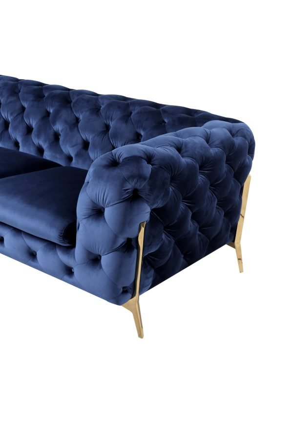 Divani Casa Quincey - Transitional Blue Velvet Sofa - Image 4