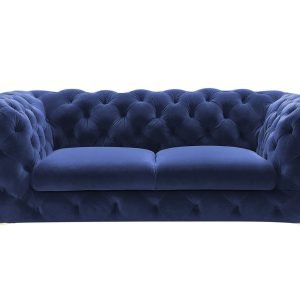 Divani Casa Quincey - Transitional Blue Velvet Loveseat
