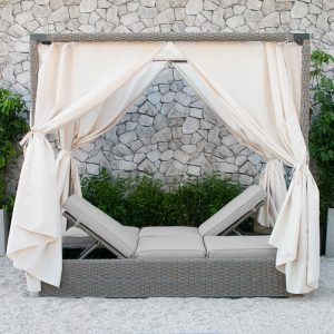 Renava Marin Outdoor Beige Canopy Sunbed