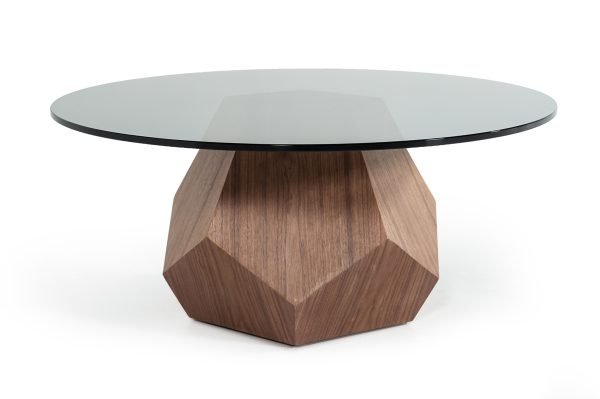 Modrest Rackham Mid-Century Walnut & Smoked Glass Coffee Table - Image 3