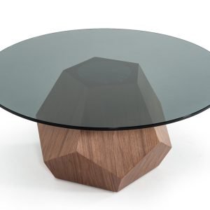 Modrest Rackham Mid-Century Walnut & Smoked Glass Coffee Table