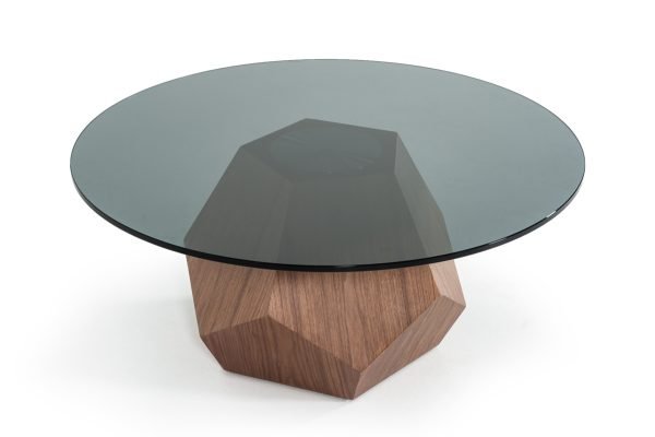 Modrest Rackham Mid-Century Walnut & Smoked Glass Coffee Table