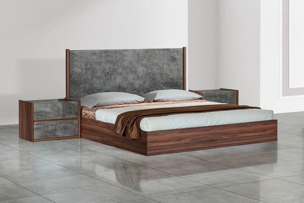 Nova Domus Rado - California King Modern Walnut & Volcanic Slate Bed