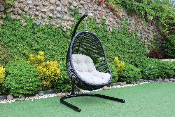 Renava Havana Outdoor Black & Beige Hanging Chair - Image 2