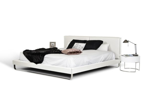 Modrest Ramona Modern White Leatherette Bed - Image 3
