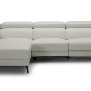 Modrest Rampart - Modern L-Shape LAF White Leather Sectional Sofa with 1 Recliner