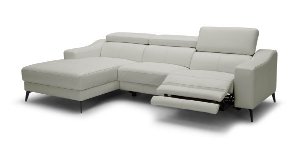 Modrest Rampart - Modern L-Shape LAF White Leather Sectional Sofa with 1 Recliner - Image 2