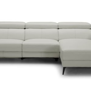 Modrest Rampart - Modern L-Shape RAF White Leather Sectional Sofa with 1 Recliner
