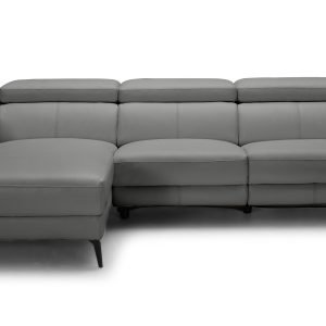 Modrest Rampart - Modern L-Shape LAF Grey Leather Sectional Sofa with 1 Recliner