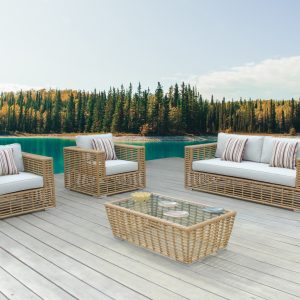 Renava Ko Tao - Outdoor White + Wicker Sofa Set
