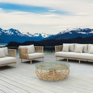 Renava Bombay - Beige and Wicker Outdoor Sofa Set