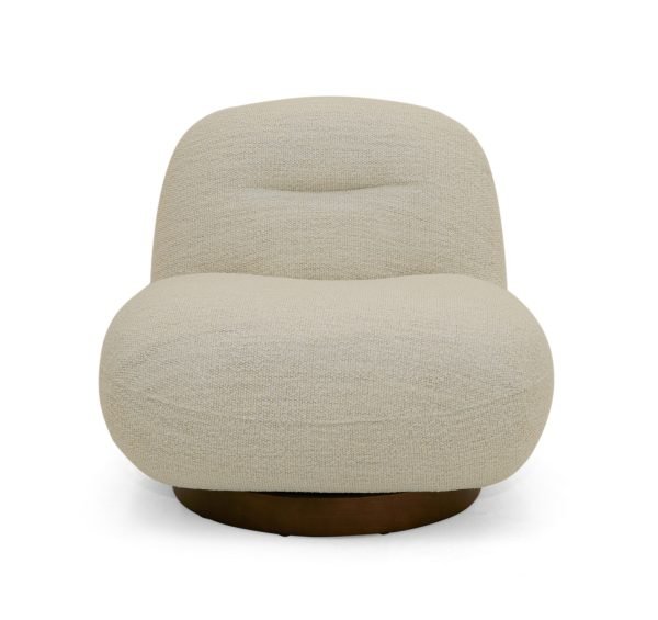 Modrest Renee - Modern Cream Fabric Swivel Chair - Image 2