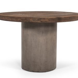 Modrest Renzo Modern Round Oak & Concrete Dining Table