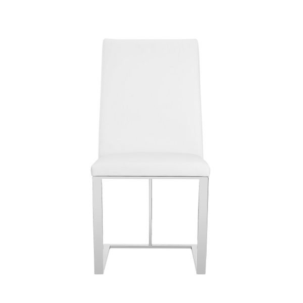 Modrest Frankie - Modern White & Brushed Stainless Steel Dining Chair - Image 4