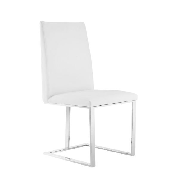 Modrest Frankie - Modern White & Brushed Stainless Steel Dining Chair - Image 2