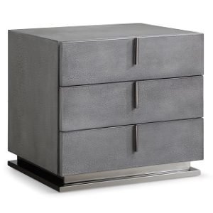 Modrest Buckley Modern Cracked Grey 3-Drawer Nightstand