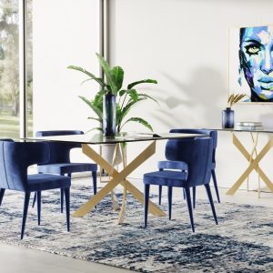Modrest Pyrite Modern Glass and Gold Dining Table