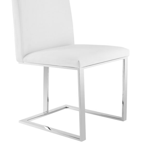 Modrest Frankie - Modern White & Brushed Stainless Steel Dining Chair - Image 3