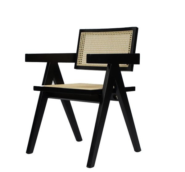 Modrest Aurora Modern Rattan and Wenge  Dining Arm Chair - Image 2