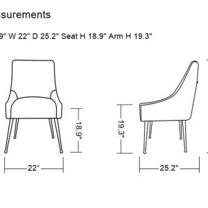 Modrest Castana Modern Grey Velvet & Gold Dining Chair (Set of 2)