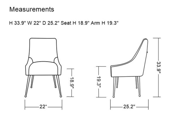 Modrest Castana Modern Grey Velvet & Gold Dining Chair (Set of 2)