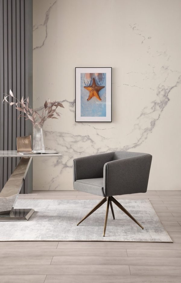 Modrest Riaglow - Contemporary Dark Grey Fabric Dining Chair - Image 2