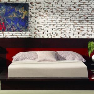 Eastern King Rimini Contemporary Walk-On Platform Bed with Nightstands